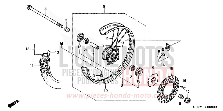 VORDERRAD von CR80R "große Räder" EXPLOSION RED (R254) von 2000